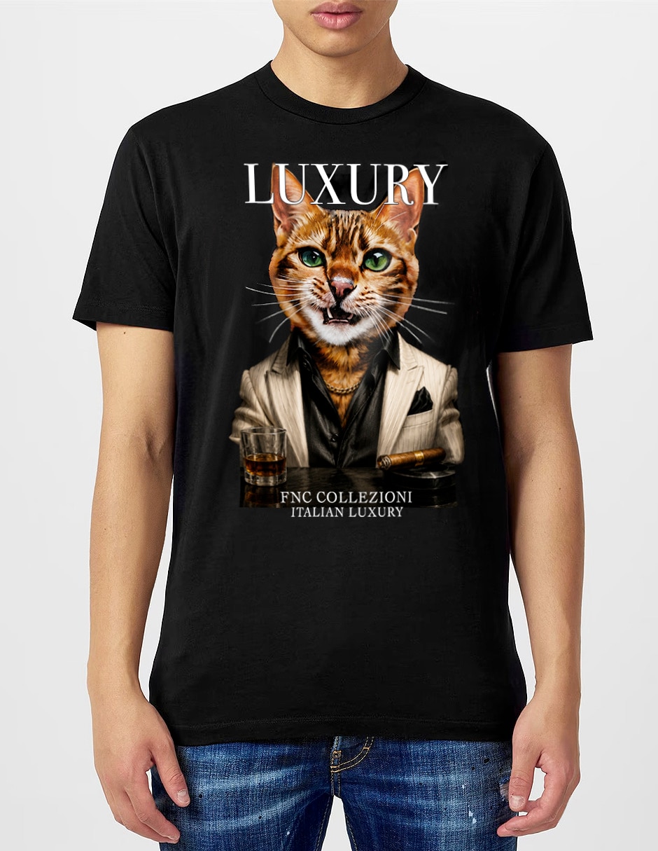Playera luxury cat cuello redondo para hombre
